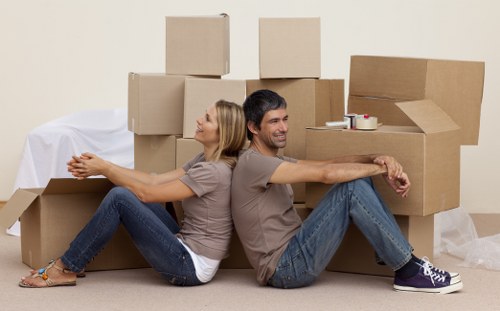 Packed boxes and furniture ready for a Croydon home move