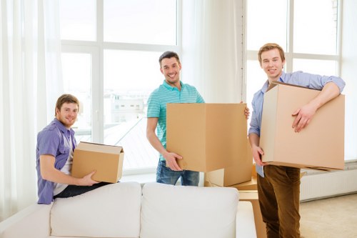 Moving office furniture through a Croydon business district
